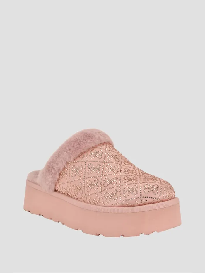 GUESS Shoes Danikas Rhinestone Quattro G Slides Pink 8211 Women