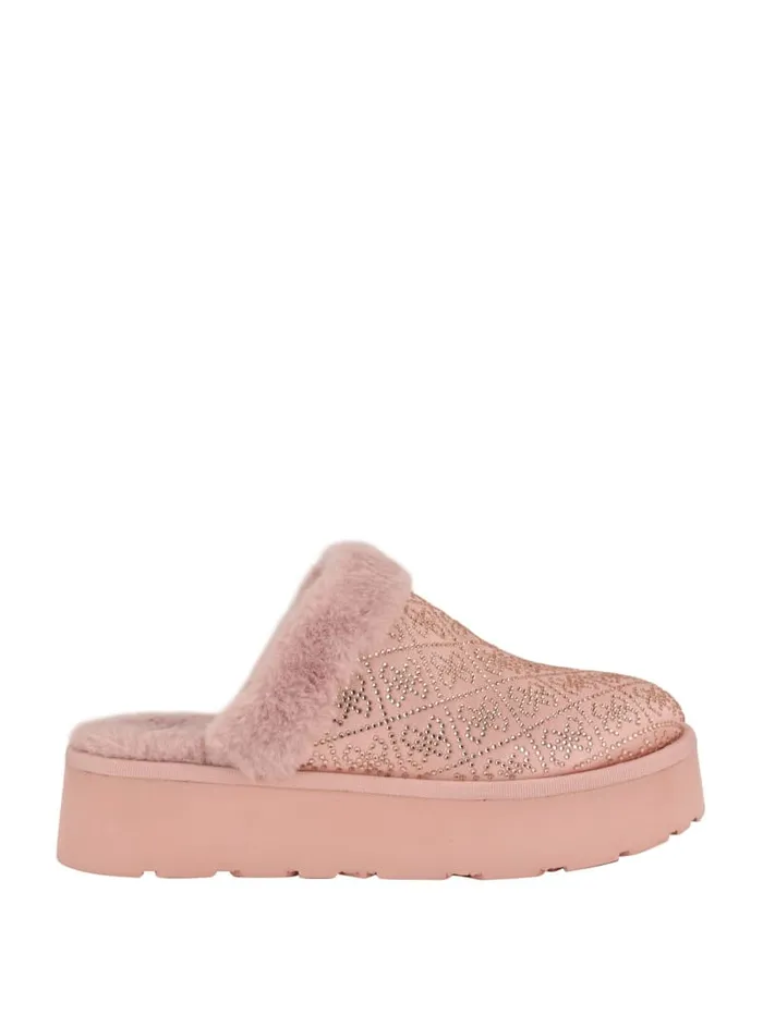 GUESS Shoes Danikas Rhinestone Quattro G Slides Pink 8211 Women