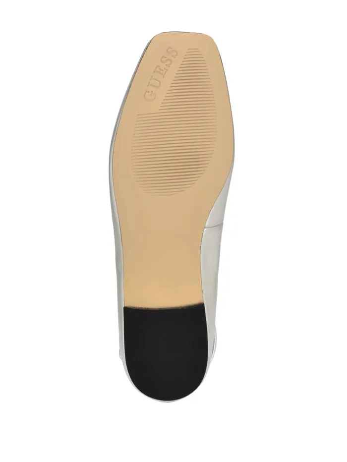 GUESS Shoes Metallic Ankle Strap Ballet Flats Silver 8211 Women