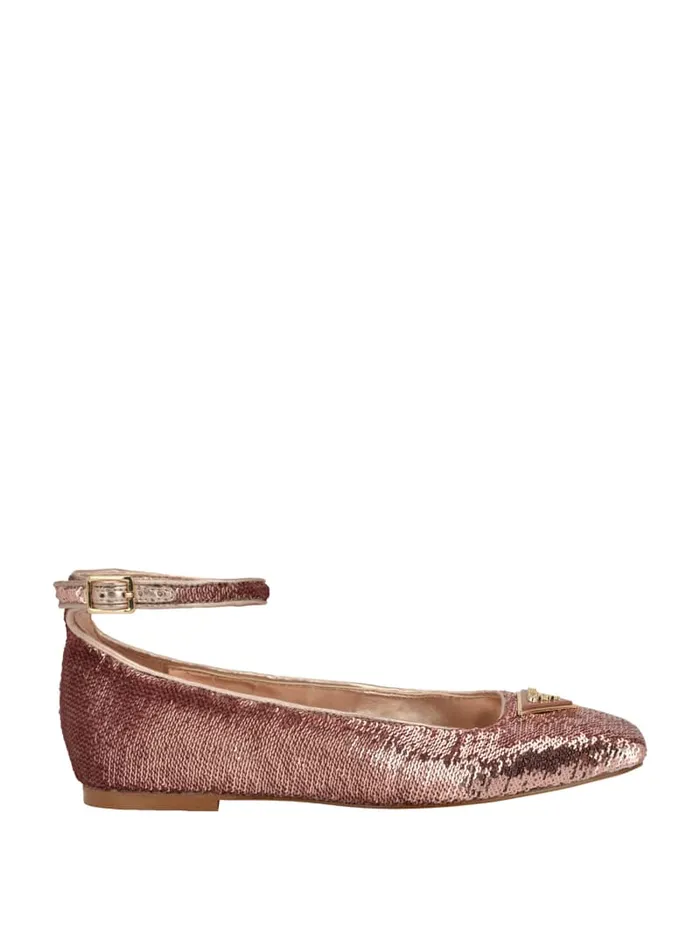 GUESS Shoes Sequin Ankle Strap Ballet Flats Black 8211 Women