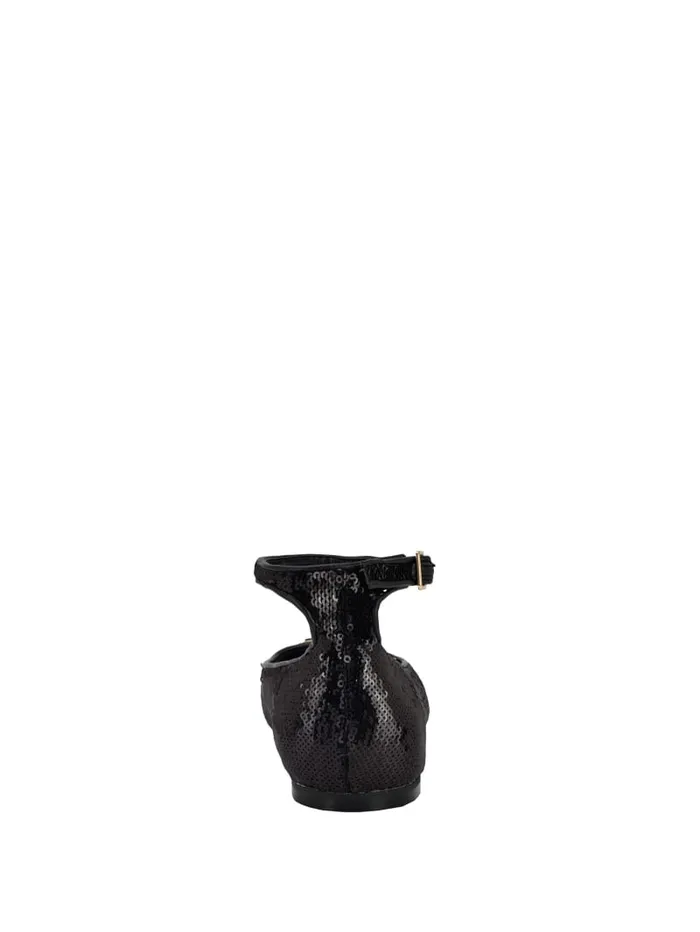 GUESS Shoes Sequin Ankle Strap Ballet Flats Black 8211 Women