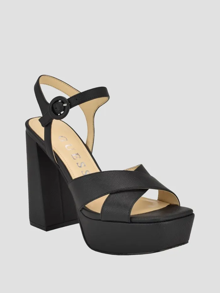 GUESS Shoes Vallenn Platform Block Heels Black 8211 Women