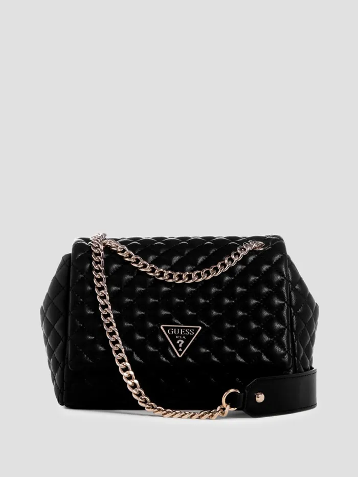 GUESS Shoulder Bags Eco Rianee Quilted Convertible Crossbody Black 8211 Unisex