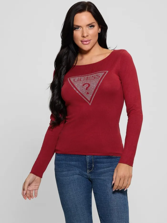GUESS Sweaters and Knits Eco Eliza Logo Sweater Red 8211 Women