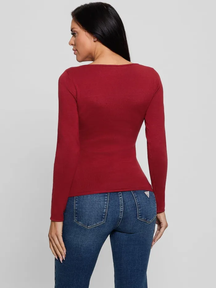 GUESS Sweaters and Knits Eco Eliza Logo Sweater Red 8211 Women