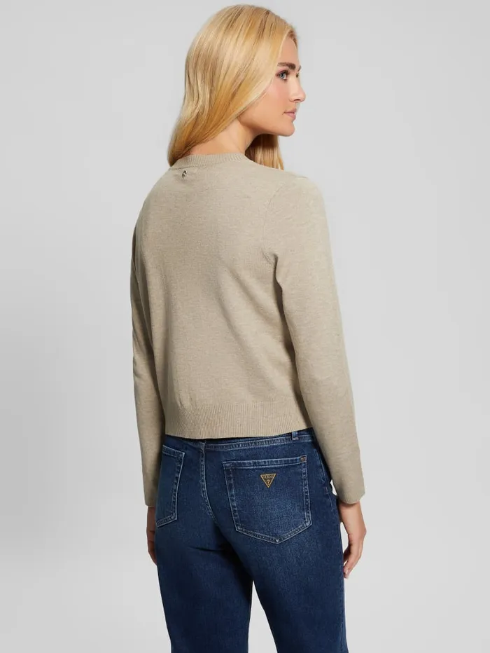 GUESS Sweaters and Knits Eco Mena Crewneck Cardigan Brown 8211 Women