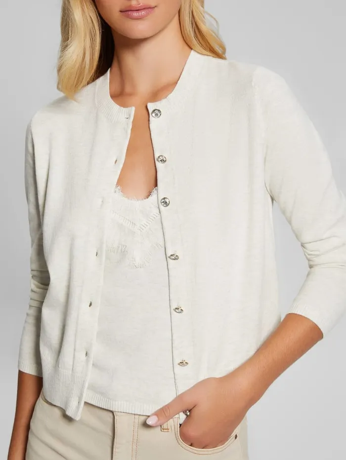 GUESS Sweaters and Knits Eco Mena Crewneck Cardigan Brown 8211 Women