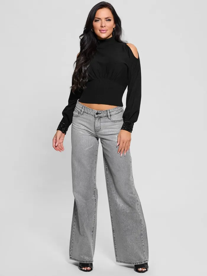 GUESS Sweaters and Knits Eco Rhinestone Sweater Black 8211 Women