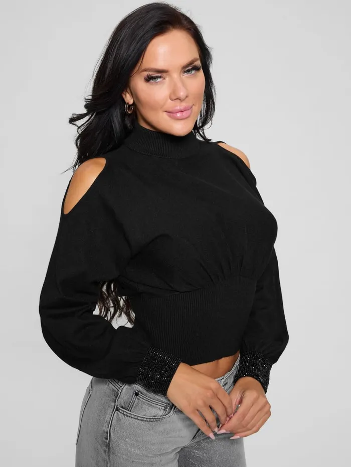 GUESS Sweaters and Knits Eco Rhinestone Sweater Black 8211 Women
