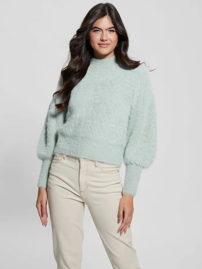 GUESS Sweaters and Knits Keyla Fuzzy Sweater Green 8211 Women