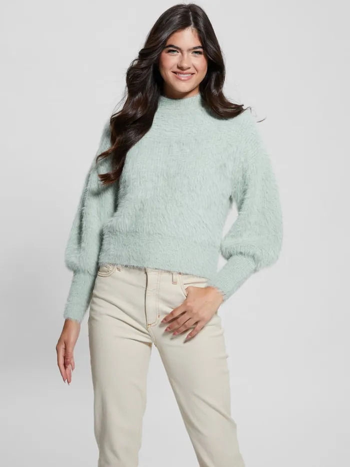 GUESS Sweaters and Knits Keyla Fuzzy Sweater Green 8211 Women