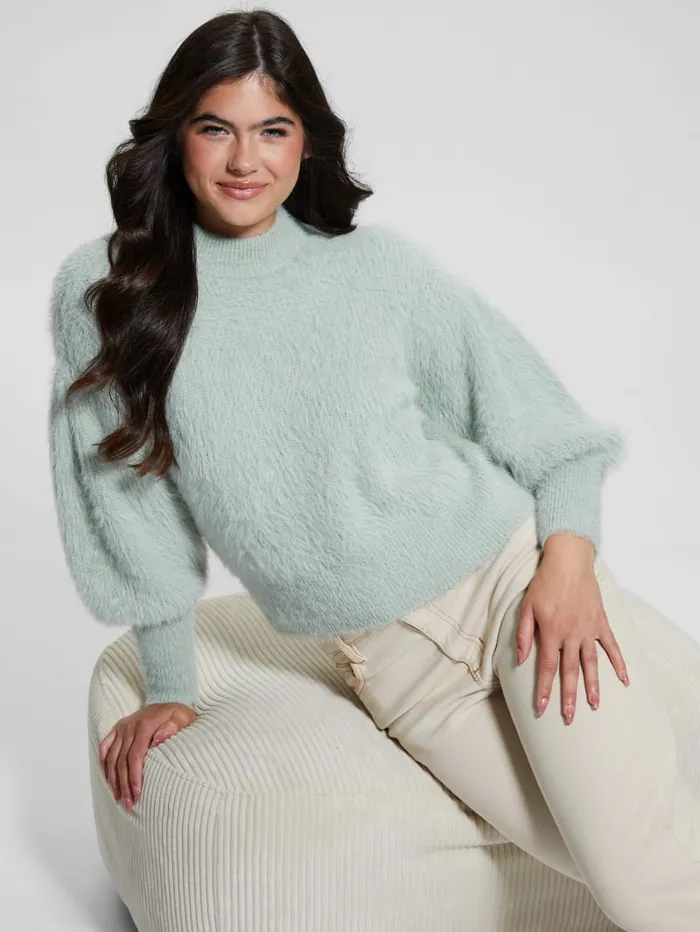 GUESS Sweaters and Knits Keyla Fuzzy Sweater Green 8211 Women