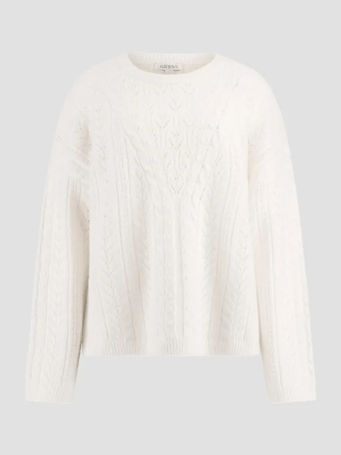 GUESS Sweaters and Knits Sylvie AlpacaBlend Pointelle Sweater White 8211 Women