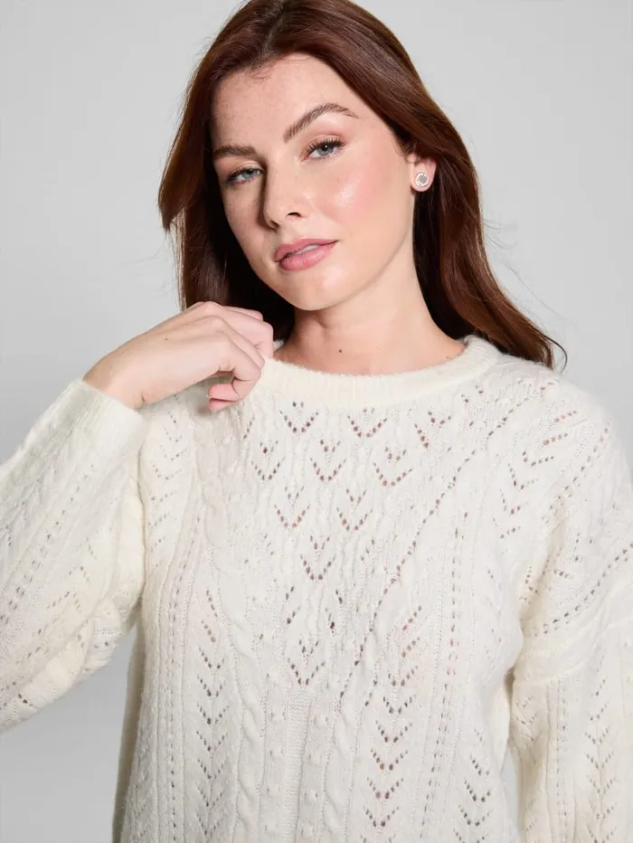GUESS Sweaters and Knits Sylvie AlpacaBlend Pointelle Sweater White 8211 Women