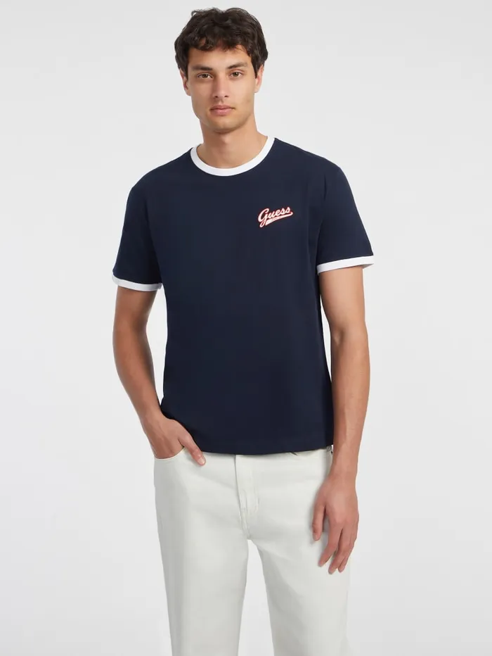 GUESS T Shirts and Tanks Chest Script Logo Tee Red 8211 Men