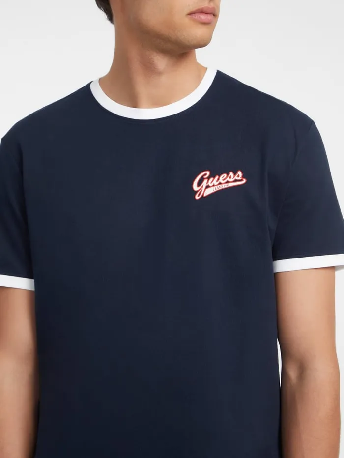 GUESS T Shirts and Tanks Chest Script Logo Tee Red 8211 Men