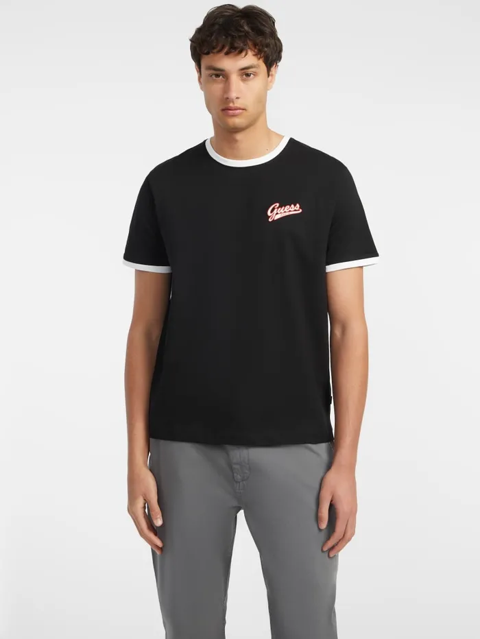 GUESS T Shirts and Tanks Chest Script Logo Tee Red 8211 Men