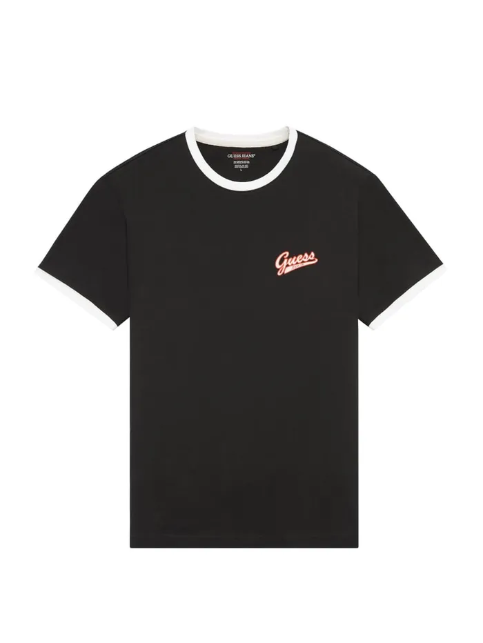 GUESS T Shirts and Tanks Chest Script Logo Tee Red 8211 Men