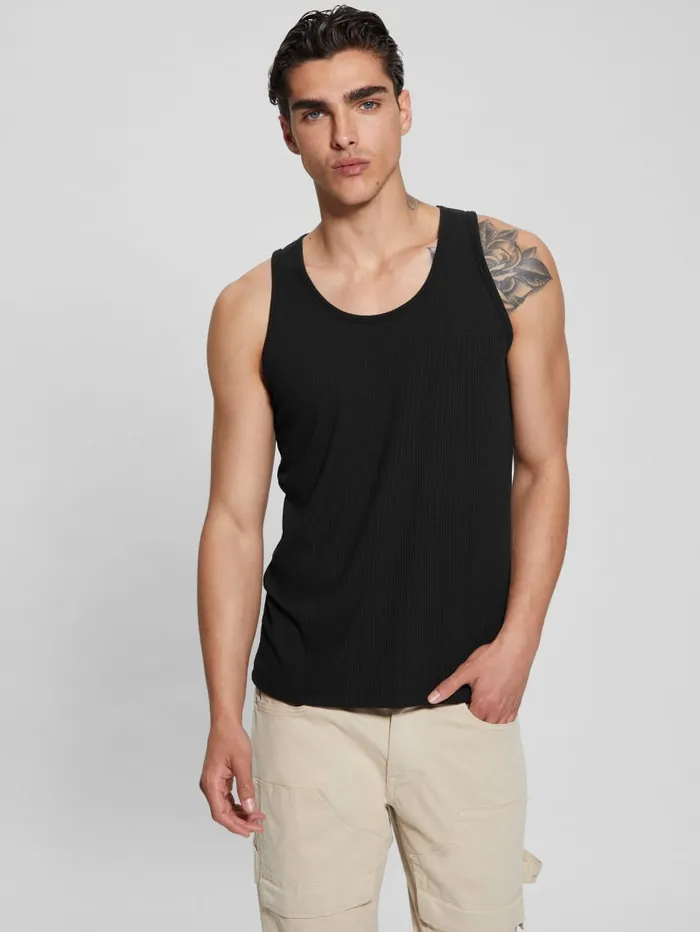 GUESS T Shirts and Tanks Eco Cyrus Ribbed Tank Black 8211 Men