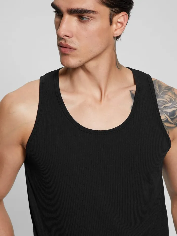 GUESS T Shirts and Tanks Eco Cyrus Ribbed Tank Black 8211 Men