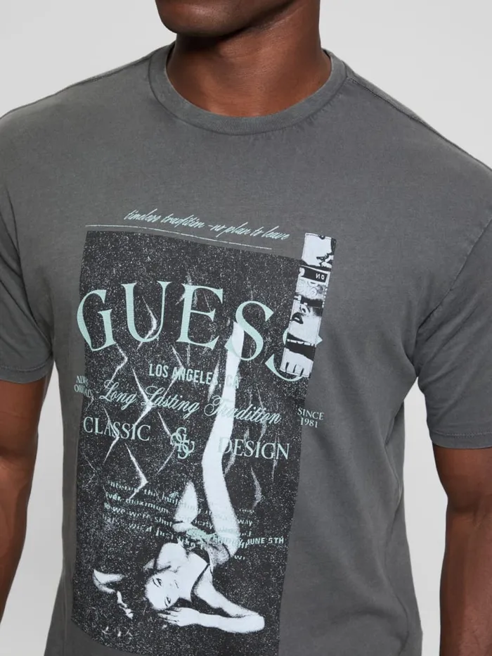 GUESS T Shirts and Tanks Eco Girl Poster Tee Black 8211 Men