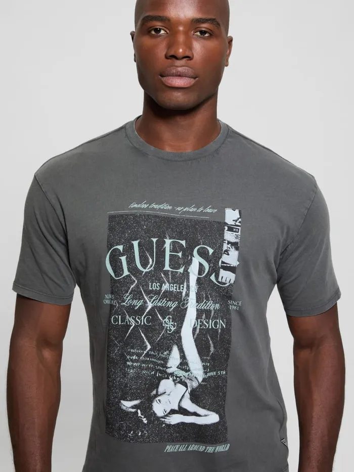 GUESS T Shirts and Tanks Eco Girl Poster Tee Black 8211 Men