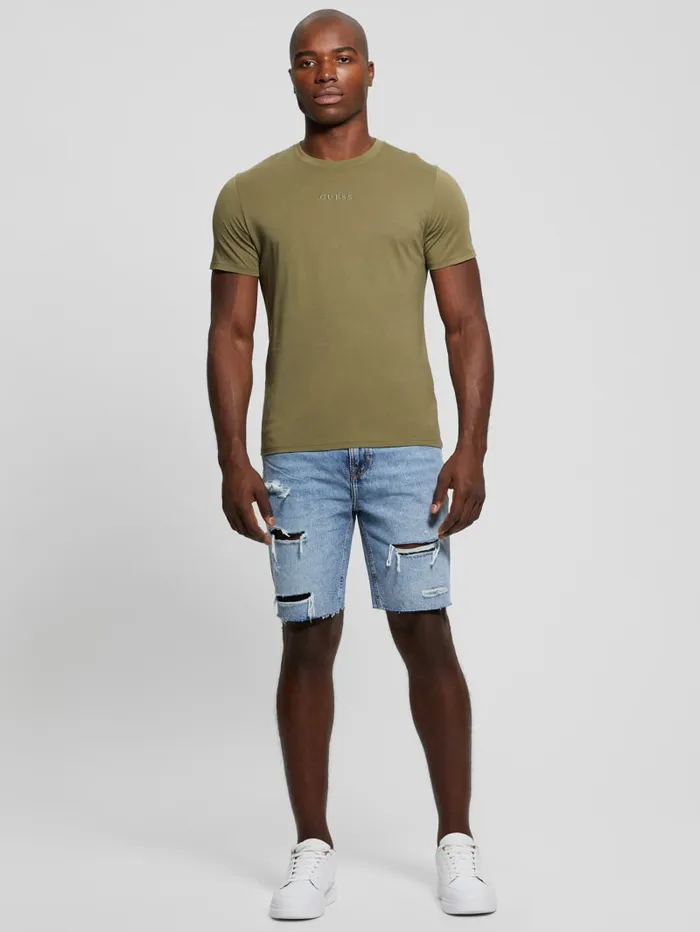 GUESS T Shirts and Tanks Embroidered Signature Tee White 8211 Men