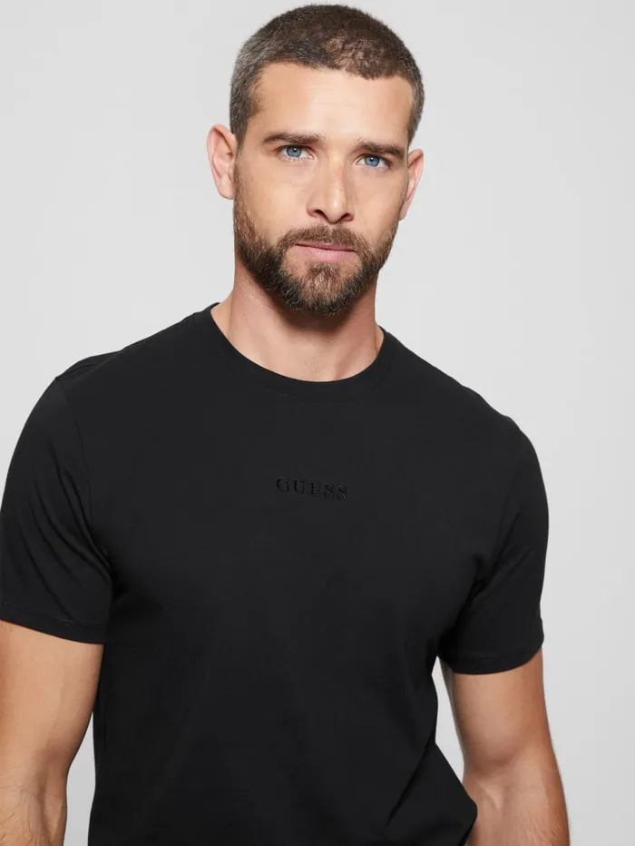 GUESS T Shirts and Tanks Embroidered Signature Tee White 8211 Men