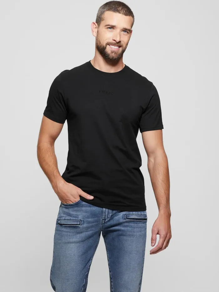 GUESS T Shirts and Tanks Embroidered Signature Tee White 8211 Men