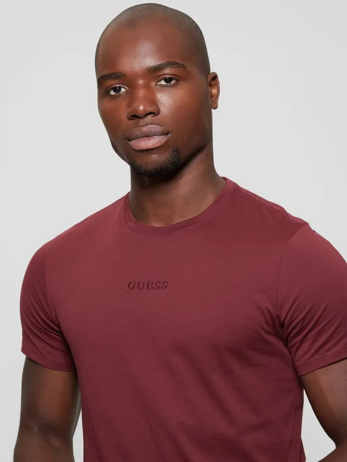 GUESS T Shirts and Tanks Embroidered Signature Tee White 8211 Men