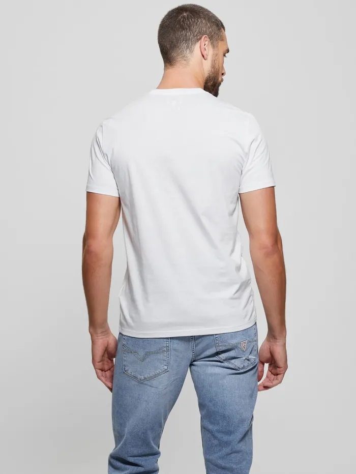GUESS T Shirts and Tanks Embroidered Signature Tee White 8211 Men