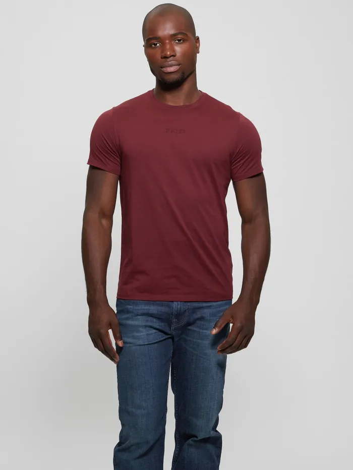 GUESS T Shirts and Tanks Embroidered Signature Tee White 8211 Men