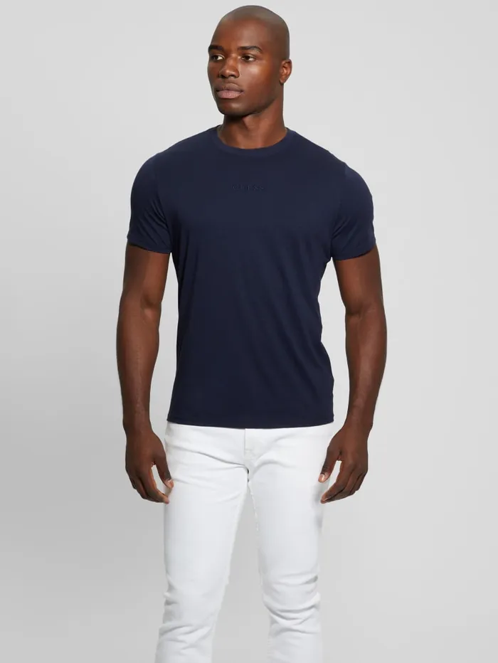 GUESS T Shirts and Tanks Embroidered Signature Tee White 8211 Men