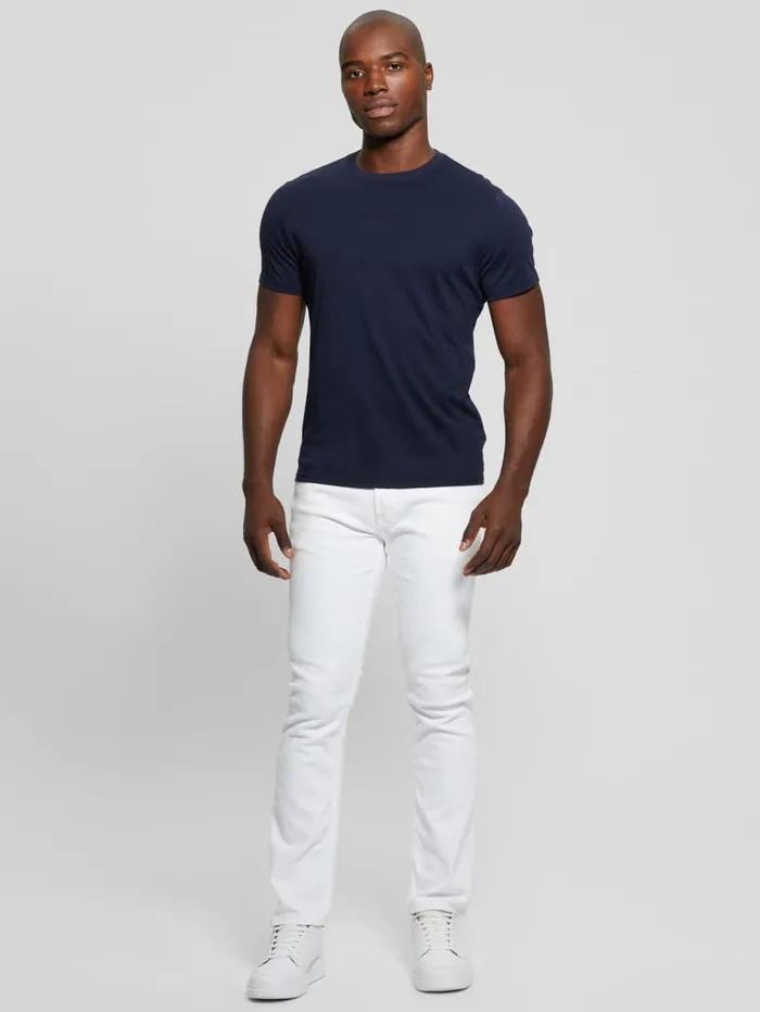 GUESS T Shirts and Tanks Embroidered Signature Tee White 8211 Men