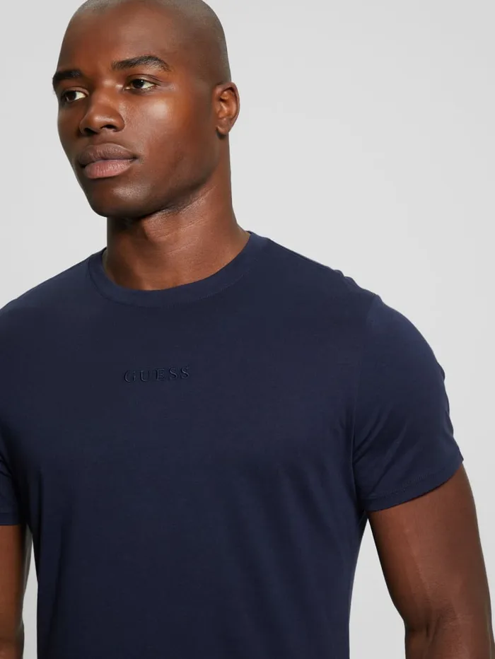 GUESS T Shirts and Tanks Embroidered Signature Tee White 8211 Men