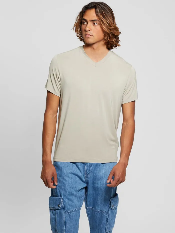GUESS T Shirts and Tanks Heavy Jersey VNeck Tee Beige 8211 Men