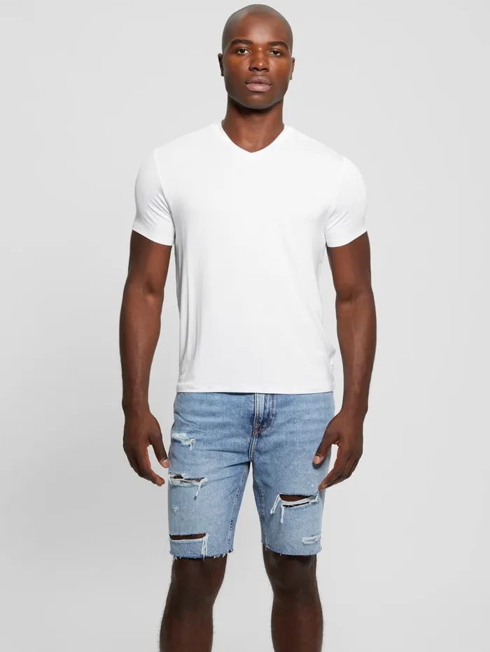 GUESS T Shirts and Tanks Heavy Jersey VNeck Tee Beige 8211 Men