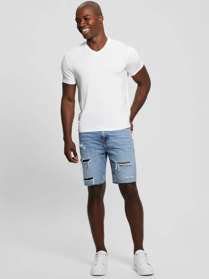 GUESS T Shirts and Tanks Heavy Jersey VNeck Tee Beige 8211 Men
