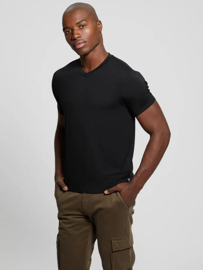 GUESS T Shirts and Tanks Heavy Jersey VNeck Tee Beige 8211 Men