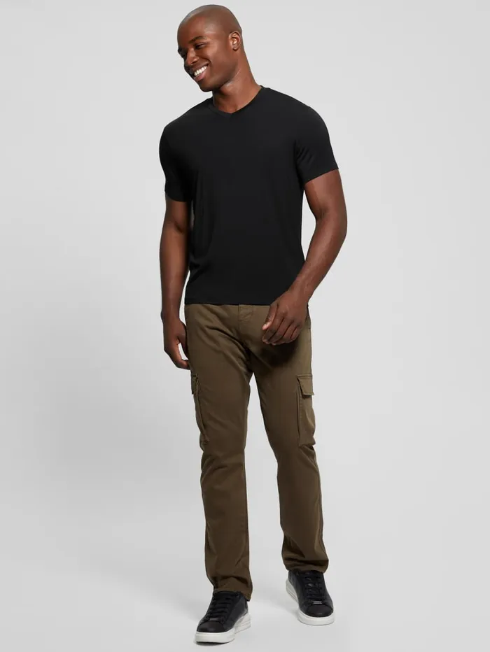 GUESS T Shirts and Tanks Heavy Jersey VNeck Tee Beige 8211 Men