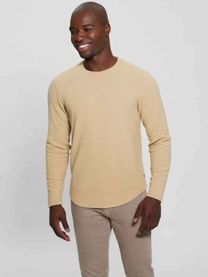 GUESS T Shirts and Tanks Hudson Linear Texture Tee Beige 8211 Men