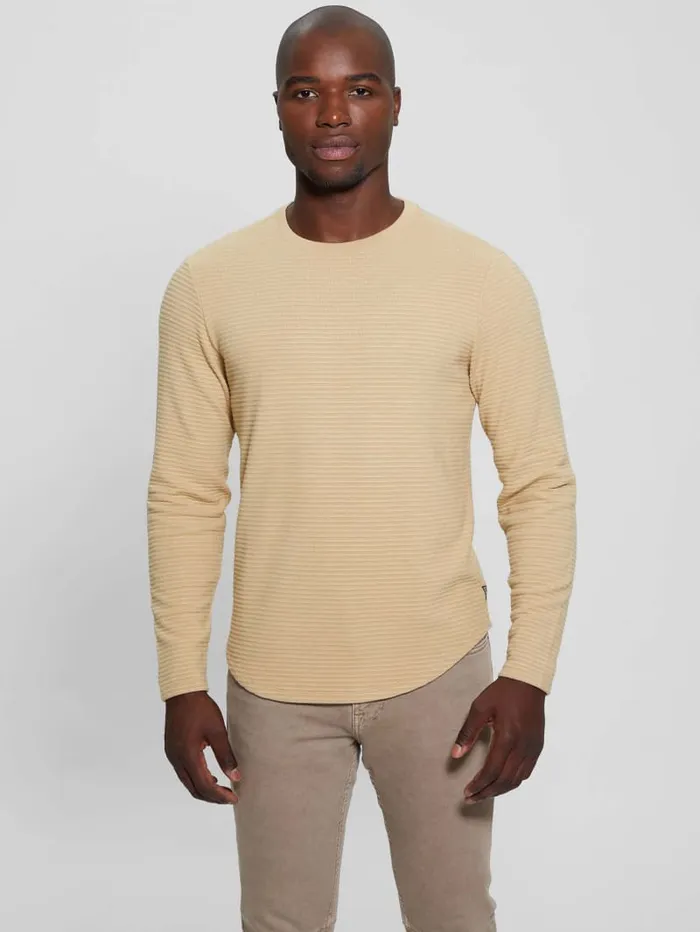 GUESS T Shirts and Tanks Hudson Linear Texture Tee Beige 8211 Men