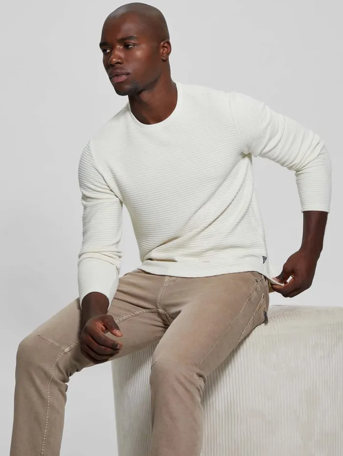 GUESS T Shirts and Tanks Hudson Linear Texture Tee Beige 8211 Men