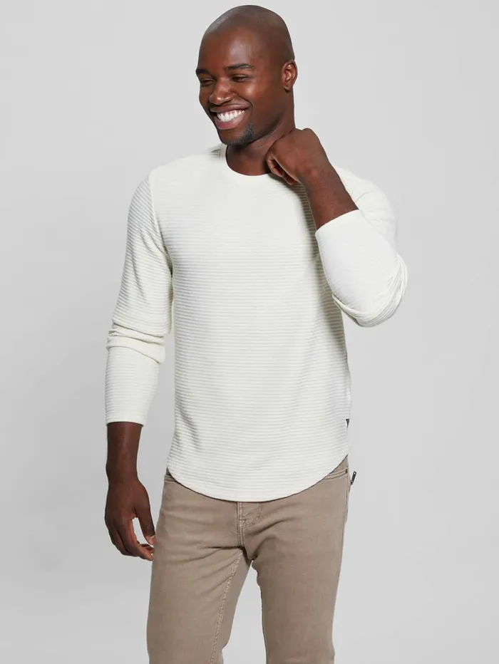 GUESS T Shirts and Tanks Hudson Linear Texture Tee Beige 8211 Men