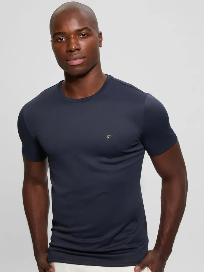 GUESS T Shirts and Tanks Signature Crewneck Tee Blue 8211 Men