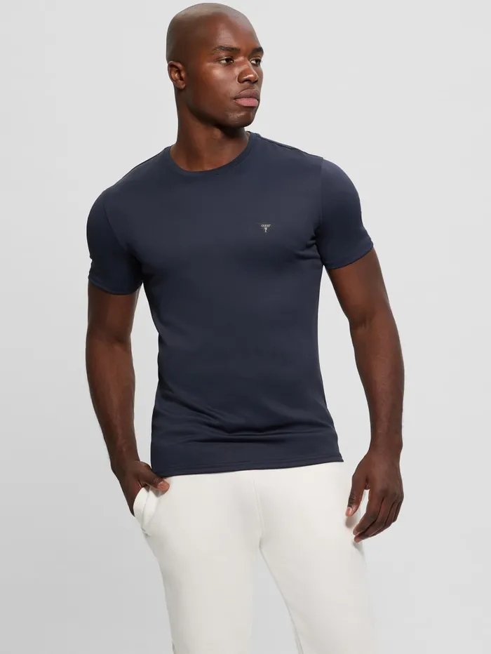 GUESS T Shirts and Tanks Signature Crewneck Tee Blue 8211 Men