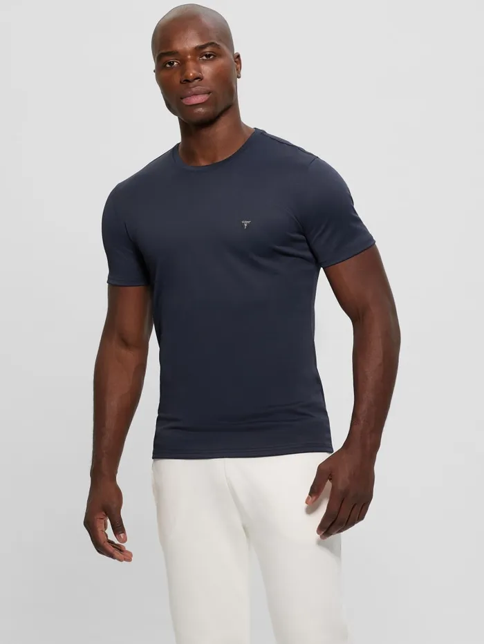 GUESS T Shirts and Tanks Signature Crewneck Tee Blue 8211 Men