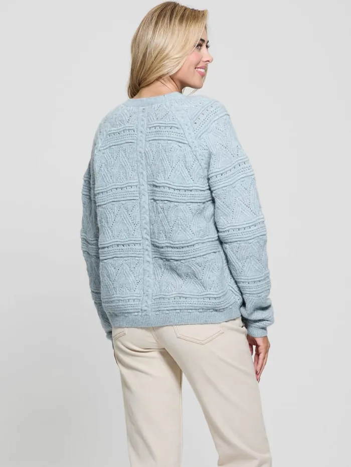 GUESS Tops Amelia Pointelle Cardigan Beige 8211 Women
