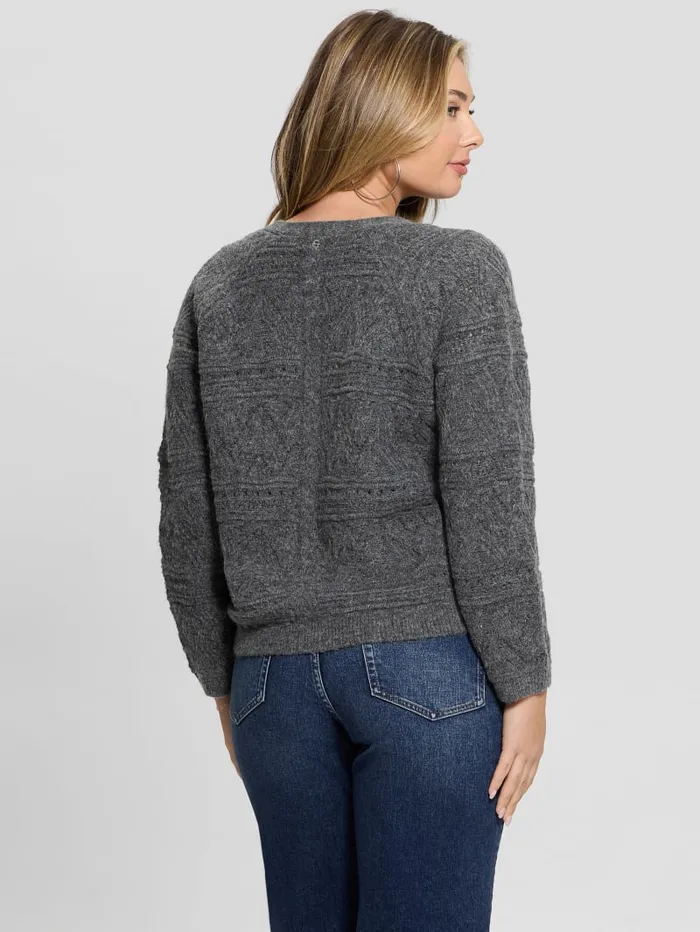 GUESS Tops Amelia Pointelle Cardigan Beige 8211 Women