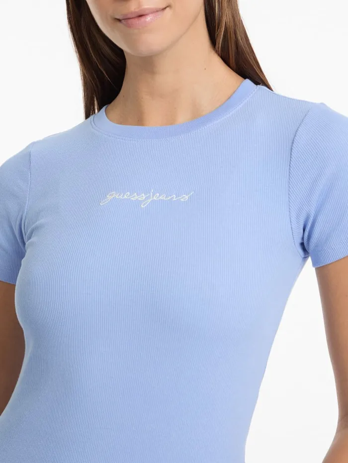 GUESS Tops and Tees Eco Crewneck Logo Tee Blue 8211 Women